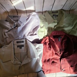 Mens Lot of 4 Long Sleeve Button Down Shirts Craft Barrow Van Heusen Sz 2XL XXL